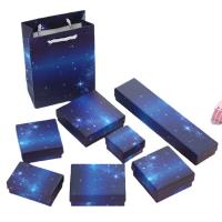 Jewelry Gift Box Paper with Sponge Square hardwearing dark blue Sold By PC