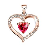Cubic Zirconia Micro Pave 925 Sterling Silver Pendant, Heart, rose gold color plated, micro pave cubic zirconia & for woman & hollow, 20x26mm, Sold By PC