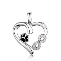 925 Sterling Silver Pendant, Heart, platinum plated, epoxy gel & with rhinestone & hollow, 17.20x20.50mm, Sold By PC