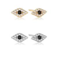 925 Sterling Silver Stud Earring Evil Eye plated with plastic earnut & micro pave cubic zirconia & for woman Sold By Pair