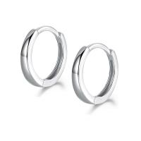 925 Sterling Silver Huggie Hoop Earring, Donut, plated, for woman & hollow, more colors for choice, 13x2.50mm, Sold By Pair