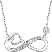 925 Sterling Silver Necklaces, with 2inch extender chain, Number 8, platinum plated, oval chain & for woman & with rhinestone & hollow, 25x8.60mm, Length:Approx 15.7 Inch, Sold By PC