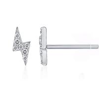 925 Sterling Silver Stud Earrings Lightning Symbol plated with plastic earnut & for woman & with rhinestone Sold By Pair