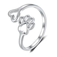 925 пробы Манжеты палец кольцо, коготь, покрытый платиной, регулируемый & Женский & отверстие, 7.8x7.4mm, 5.5x5.5mm, размер:6-8, продается PC