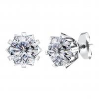 925 Sterling Silver Stud Earrings, with Moissanite, plated, for woman, more colors for choice, 18mm, Sold By PC