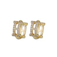 Brass Huggie Hoop Earring Letter H gold color plated micro pave cubic zirconia & for woman Sold By Pair