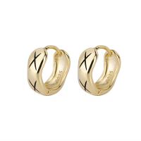 Brass Huggie Hoop Earring, gold color plated, for woman, 4.50x12.50mm, Sold By Pair