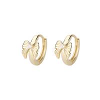 Brass Huggie Hoop Earring, with Plastic Pearl, gold color plated, for woman, 6.50x11.50mm, Sold By Pair