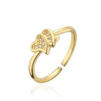 Mässing Cuff finger ring, guldfärg pläterade, Justerbar & olika stilar för val & micro bana cubic zirconia & för kvinna, 18mm, Säljs av PC