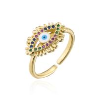 Messing Manchet Finger Ring, gold plated, Verstelbare & micro pave zirconia & voor vrouw, 18mm, Verkocht door PC