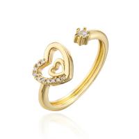 cobre Cuff Ring Finger, 18K banhado a ouro, Ajustável & micro pavimento em zircônia cúbica & para mulher, 18mm, vendido por PC