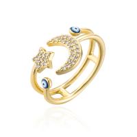 Brass Cuff Finger Ring, gold color plated, Adjustable & micro pave cubic zirconia & for woman & enamel, 18mm, Sold By PC