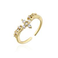 Mässing Cuff finger ring, guldfärg pläterade, Justerbar & micro bana cubic zirconia & för kvinna, 18mm, Säljs av PC
