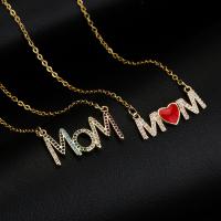 Brass Necklace, with 1.97inch extender chain, Alphabet Letter, 18K gold plated, Mother Day Jewelry & different styles for choice & micro pave cubic zirconia & for woman, nickel, lead & cadmium free, Length:Approx 17.72 Inch, Sold By PC