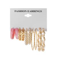 Zinklegierung Ohrring-Set, mit Kunststoff Perlen & Acryl, 5 Stück & Modeschmuck & für Frau, frei von Nickel, Blei & Kadmium, verkauft von setzen
