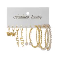 Zinklegierung Ohrring-Set, mit Kunststoff Perlen, 5 Stück & Modeschmuck & verschiedene Stile für Wahl & für Frau, frei von Nickel, Blei & Kadmium, verkauft von setzen