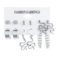 aleación de zinc Aretes, con Perlas plásticas, Joyería & diferentes estilos para la opción & para mujer & con diamantes de imitación, libre de níquel, plomo & cadmio, Vendido por Set