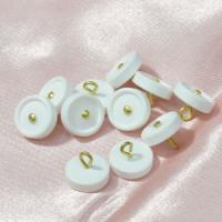 Resin Shank Button, med Zinc Alloy, hvid, 12mm, Solgt af PC