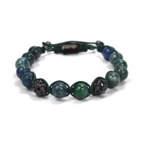 Malachite Bracelet, with Polyester Cord & 304 Stainless Steel, plated, Unisex & anti-fatigue, mixed colors, Length:Approx 19 cm, Sold By PC