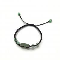 jade bracelet, avec cordon de polyester, gravé, unisexe, couleurs mélangées, 17x5mm, Longueur:Environ 19 cm, Vendu par PC