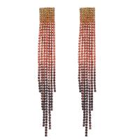 Fashion Fringe Boucles d'oreilles, alliage de zinc, bijoux de mode & pour femme & avec strass, multicolore, 120x15mm, Vendu par paire