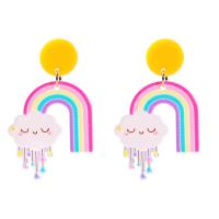 Acrylic Jewelry Earring with Zinc Alloy fashion jewelry & for woman multi-colored Sold By Pair