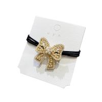 Ponytail Holder, Tibetan Style, with ABS Plastic Pearl, Bowknot, high quality plated, fashion jewelry & for woman, golden, 35x32mm, Sold By PC