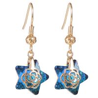 Crystal Earrings Brass with Crystal Star KC gold color plated fashion jewelry & for woman & faceted nickel lead & cadmium free Sold By Pair