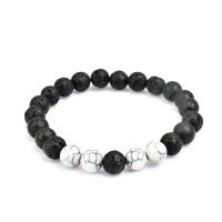 Gemstone Bracelets, Lava, with Natural Stone, Round, fashion jewelry & different materials for choice & Unisex, more colors for choice, 8mm, Length:Approx 6.69 Inch, Sold By PC