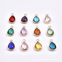 Crystal Pendants, with Brass, Teardrop, plated, fashion jewelry & Unisex & faceted, more colors for choice, 8x14mm, Sold By PC