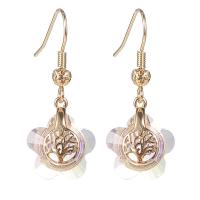 Crystal Earrings Brass with Crystal Flower KC gold color plated fashion jewelry & for woman & faceted nickel lead & cadmium free Sold By Pair