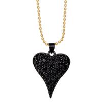Cubic Zircon Micro Pave Brass Necklace Heart gold color plated micro pave cubic zirconia nickel lead & cadmium free Length 17.32 Inch Sold By PC