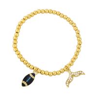 Cubic Zirconia Micro Pave Brass Bracelet, Mermaid tail, gold color plated, micro pave cubic zirconia & enamel, more colors for choice, nickel, lead & cadmium free, 18x8mm, Length:7.09 Inch, Sold By PC