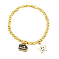 Cubic Zirconia Micro Pave Brass Bracelet gold color plated micro pave cubic zirconia & enamel nickel lead & cadmium free Length 7.09 Inch Sold By PC