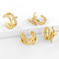 Fashion Earring Cuff and Wraps, Brass, gold color plated, different styles for choice & micro pave cubic zirconia, golden, nickel, lead & cadmium free, Sold By Pair