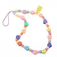 Mobile Phone Lanyard Polymer Clay with Resin random style mixed colors Length 13.39 Inch Sold By PC