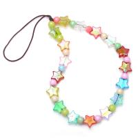 Mobile Phone Lanyard Resin Star handmade fashion jewelry mixed colors Length 9.84 Inch Sold By PC