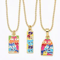 Brass Necklace gold color plated & enamel mixed colors nickel lead & cadmium free Length 17.32 Inch Sold By PC