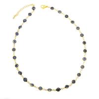 Evil Eye Jewelry Necklace Brass with Resin gold color plated enamel nickel lead & cadmium free Length 15.35 Inch Sold By PC