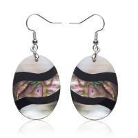 Abalone Shell Drop Earring with Zinc Alloy Ellipse silver color plated for woman Sold By Pair