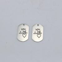 Stainless Steel Pendants, 304 Stainless Steel, Square, machine polished, fashion jewelry & DIY & Unisex, original color, 26x15x1mm, Sold By PC