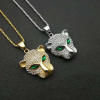 Stainless Steel Animal Pendants 316L Stainless Steel Vacuum Ion Plating fashion jewelry & Unisex & with rhinestone 50*32mm 3mm Length Approx 24 Inch Sold By PC
