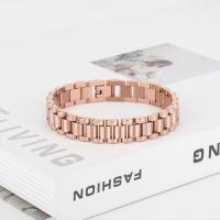 Titanium Steel Bracelet & Bangle, Vacuum Ion Plating, fashion jewelry & for woman, rose gold color, 11.50mm, Length:Approx 7.09 Inch, Sold By PC