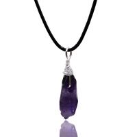 Amethyst Pendant with Brass irregular fashion jewelry & Unisex 60*2.5mm Sold By PC