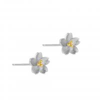 925 Sterling Silver Stud Earring Flower plated fashion jewelry & for woman 8mm Sold By Pair