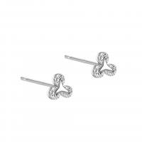 925 Sterling Silver Stud Earring Triangle plated for woman & with rhinestone Sold By Pair