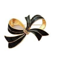 Zinc Alloy Brooches Bowknot gold color plated & for woman & enamel & with rhinestone Sold By PC