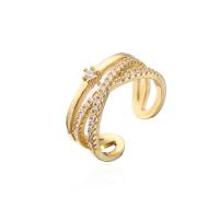 Messing Manchet Finger Ring, gold plated, Verstelbare & verschillende stijlen voor de keuze & micro pave zirconia & voor vrouw, meer kleuren voor de keuze, 18mm, Verkocht door PC