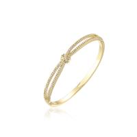 Brass Cuff Bangle, 18K gold plated, micro pave cubic zirconia & for woman, 60mm, Sold By PC