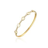 Brass Cuff Bangle 18K gold plated micro pave cubic zirconia & for woman 60mm Sold By PC